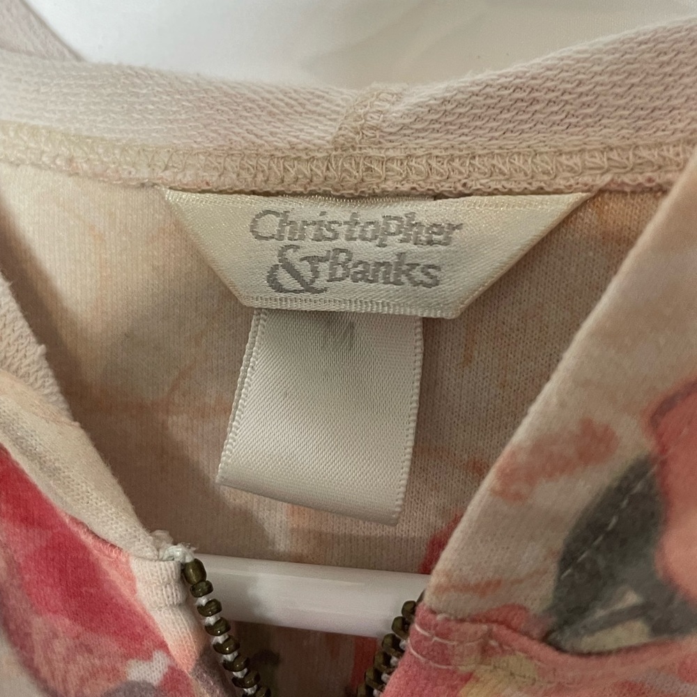 Christopher & Banks Peach floral light weight zippered jacket​​​​​​​​​​​ - Picture 5 of 7
